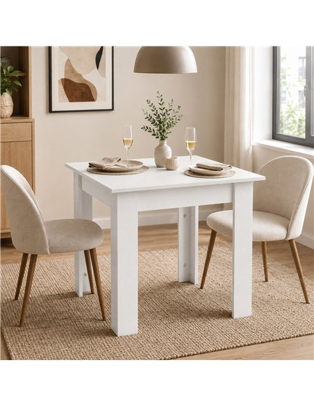 HOMCOM Square Dining Table, Modern Small Dining Table with Wood Effect, Space Saving, Non-slip Foot Pads, White - pic 207745 | FastDaddyshop