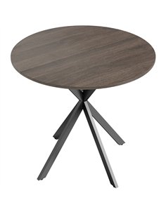HOMCOM 80cm Industrial Round Dining Table - Brown