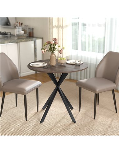 HOMCOM 80cm Industrial Round Dining Table - Brown