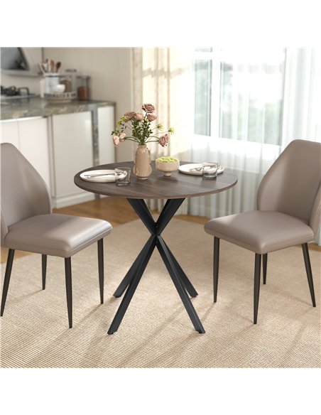 HOMCOM 80cm Industrial Round Dining Table - Brown - pic 207748 | FastDaddyshop