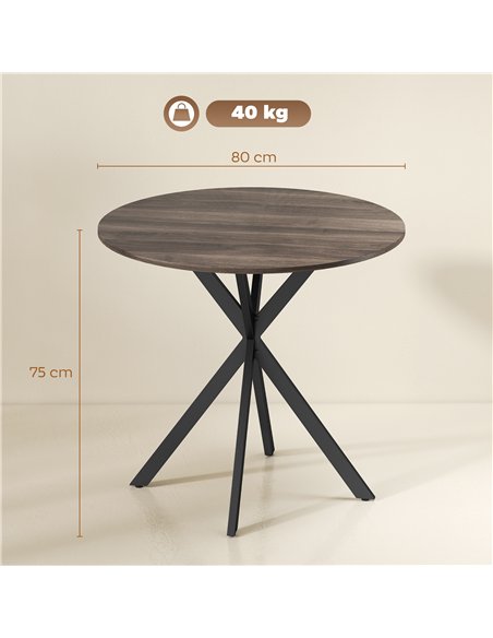 HOMCOM 80cm Industrial Round Dining Table - Brown - pic 207749 | FastDaddyshop