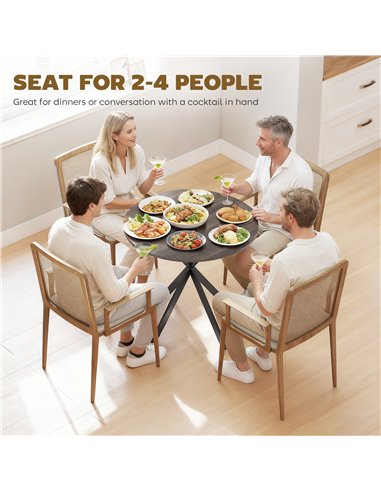 HOMCOM 80cm Industrial Round Dining Table - Brown