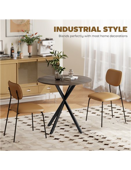 HOMCOM 80cm Industrial Round Dining Table - Brown - pic 207751 | FastDaddyshop