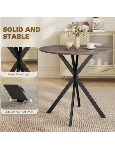 HOMCOM 80cm Industrial Round Dining Table - Brown