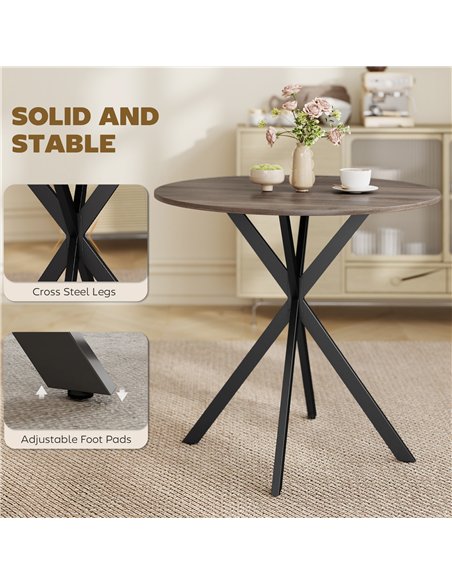 HOMCOM 80cm Industrial Round Dining Table - Brown - pic 207752 | FastDaddyshop