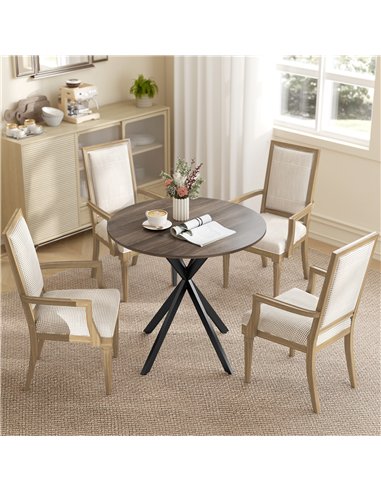 HOMCOM 80cm Industrial Round Dining Table - Brown