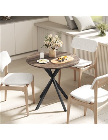 HOMCOM 80cm Industrial Round Dining Table - Brown