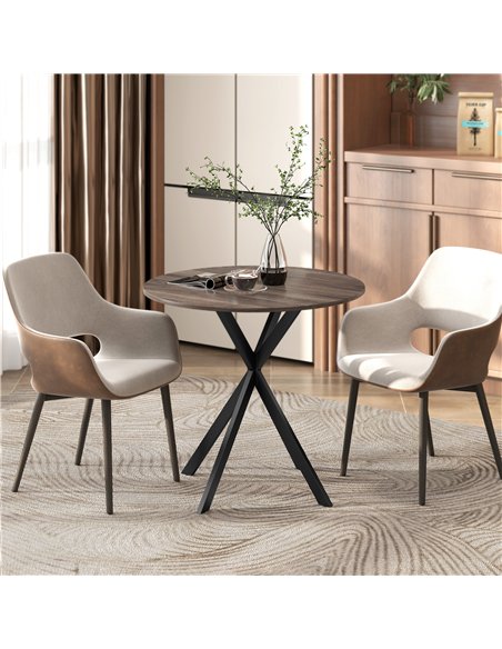 HOMCOM 80cm Industrial Round Dining Table - Brown - pic 207755 | FastDaddyshop