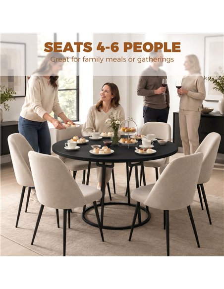 HOMCOM Dining Table Space Saving Kitchen Table Spliced Tabletop Conical Metal Base 120 cm Round Black - pic 207759 | FastDaddyshop