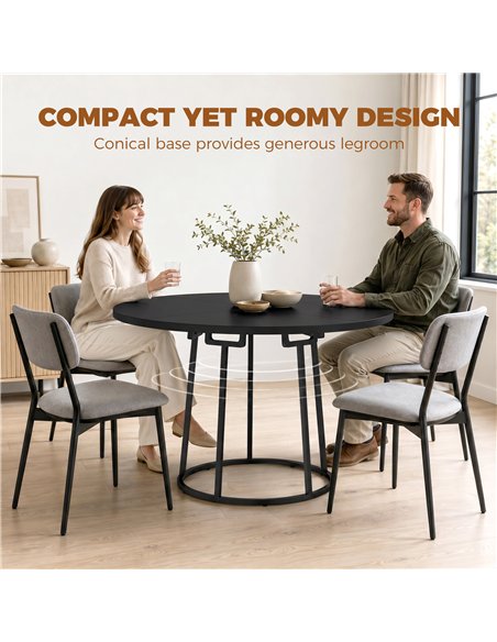 HOMCOM Dining Table Space Saving Kitchen Table Spliced Tabletop Conical Metal Base 120 cm Round Black - pic 207760 | FastDaddyshop