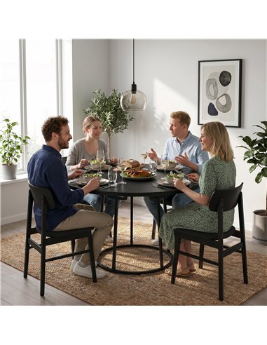 HOMCOM Dining Table Space Saving Kitchen Table Spliced Tabletop Conical Metal Base 120 cm Round Black