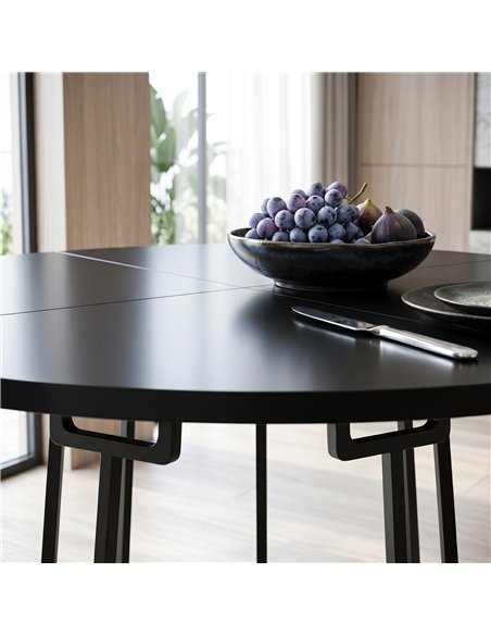 HOMCOM Dining Table Space Saving Kitchen Table Spliced Tabletop Conical Metal Base 120 cm Round Black - pic 207764 | FastDaddyshop