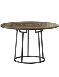 HOMCOM Dining Table Space Saving Kitchen Table Spliced Tabletop Conical Metal Base 120 cm Round Rustic Brown
