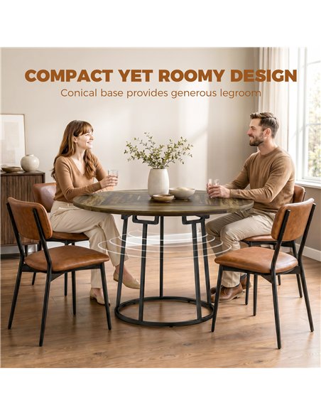 HOMCOM Dining Table Space Saving Kitchen Table Spliced Tabletop Conical Metal Base 120 cm Round Rustic Brown - pic 207769 | FastDaddyshop