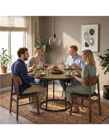 HOMCOM Dining Table Space Saving Kitchen Table Spliced Tabletop Conical Metal Base 120 cm Round Rustic Brown - pic 207771 | FastDaddyshop