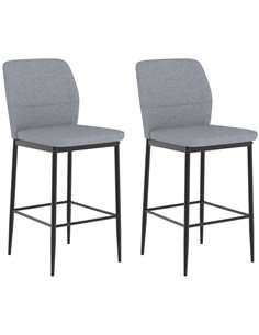 HOMCOM Modern Tall Chairs, Set of 2 Velvet Bar Stools with Footrest and Backrest, Kitchen & Living Room Stools, Grey