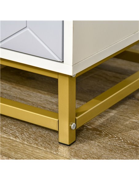 HOMCOM Bedside Table with 2 Drawers, Side Table, Bedside Cabinet with Steel Frame for Living Room, Bedroom, Grey and White - pic 20778 | FastDaddyshop