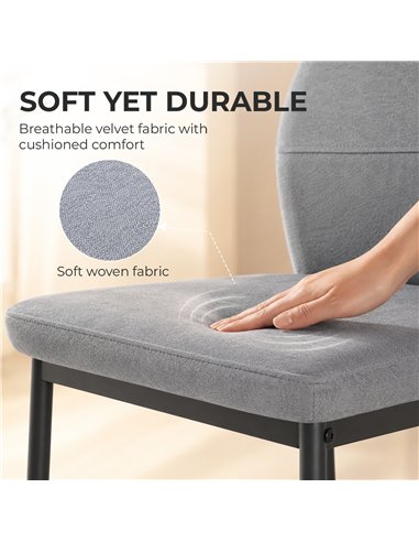 HOMCOM Modern Tall Chairs, Set of 2 Velvet Bar Stools with Footrest and Backrest, Kitchen & Living Room Stools, Grey