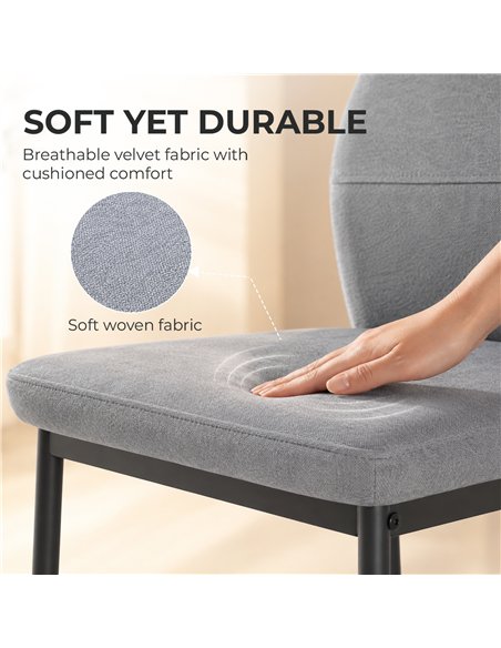 HOMCOM Modern Tall Chairs, Set of 2 Velvet Bar Stools with Footrest and Backrest, Kitchen & Living Room Stools, Grey - pic 207780 | FastDaddyshop