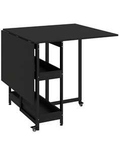 HOMCOM Four-Person Drop Leaf Table - Black Wood-Effect