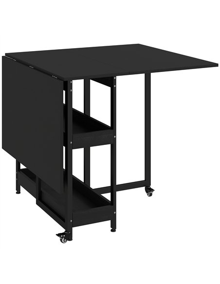 HOMCOM Four-Person Drop Leaf Table - Black Wood-Effect - pic 207792 | FastDaddyshop