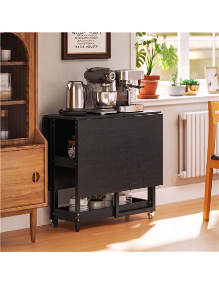 HOMCOM Four-Person Drop Leaf Table - Black Wood-Effect - pic 207798 | FastDaddyshop