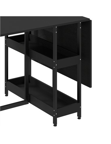 HOMCOM Four-Person Drop Leaf Table - Black Wood-Effect