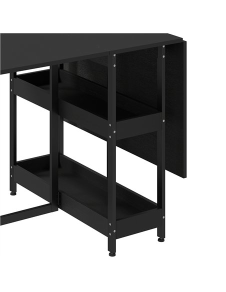 HOMCOM Four-Person Drop Leaf Table - Black Wood-Effect - pic 207800 | FastDaddyshop