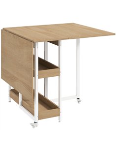 HOMCOM Four-Person Drop Leaf Table - Natural Wood-Effect