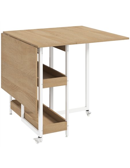 HOMCOM Four-Person Drop Leaf Table - Natural Wood-Effect - pic 207801 | FastDaddyshop