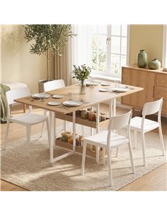 HOMCOM Four-Person Drop Leaf Table - Natural Wood-Effect 2