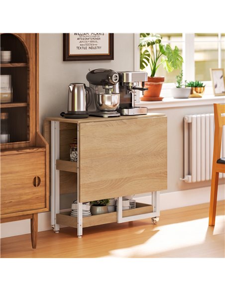 HOMCOM Four-Person Drop Leaf Table - Natural Wood-Effect - pic 207807 | FastDaddyshop