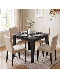 HOMCOM Dining Table for 4, 80L x 80W x 75Hcm, Modern Square Kitchen Table with Wood Effect Tabletop, Black Wood Effect 2