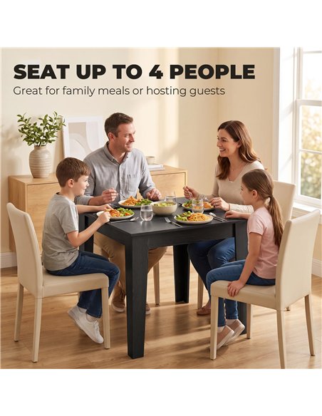 HOMCOM Dining Table for 4, 80L x 80W x 75Hcm, Modern Square Kitchen Table with Wood Effect Tabletop, Black Wood Effect - pic 207813 | FastDaddyshop