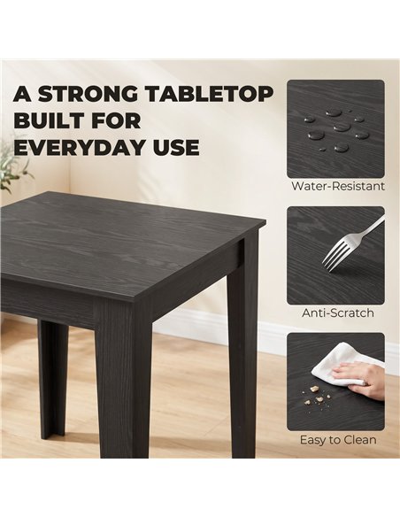 HOMCOM Dining Table for 4, 80L x 80W x 75Hcm, Modern Square Kitchen Table with Wood Effect Tabletop, Black Wood Effect - pic 207814 | FastDaddyshop