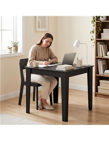 HOMCOM Dining Table for 4, 80L x 80W x 75Hcm, Modern Square Kitchen Table with Wood Effect Tabletop, Black Wood Effect