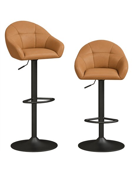 HOMCOM Bar Stools Adjustable Heights Breakfast Bar Stools Backrest Armrests Set of 2, Brown - pic 207819 | FastDaddyshop