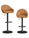 HOMCOM Bar Stools Adjustable Heights Breakfast Bar Stools Backrest Armrests Set of 2, Brown