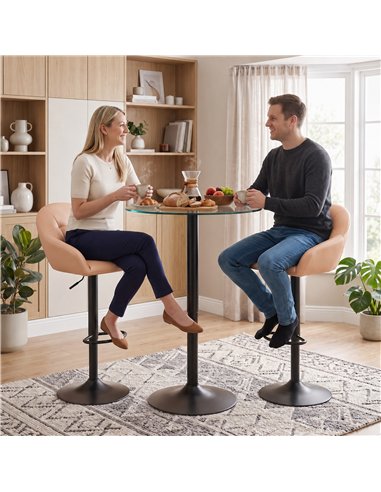 HOMCOM Bar Stools Adjustable Heights Breakfast Bar Stools Backrest Armrests Set of 2, Brown