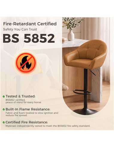 HOMCOM Bar Stools Adjustable Heights Breakfast Bar Stools Backrest Armrests Set of 2, Brown
