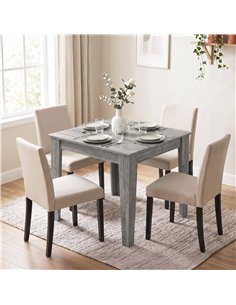 HOMCOM Dining Table for 4, 80L x 80W x 75Hcm, Modern Square Kitchen Table with Wood Effect Tabletop, Grey Wood Effect 2