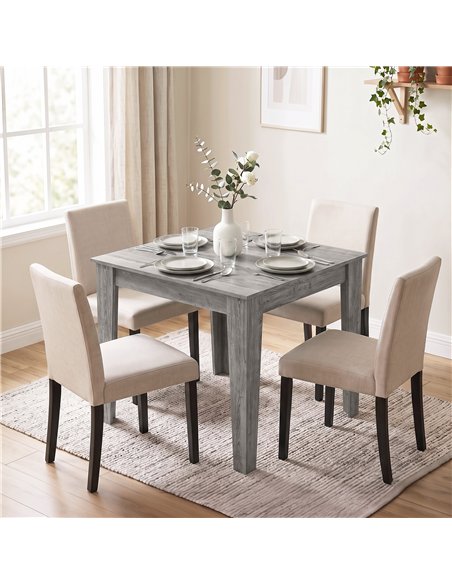 HOMCOM Dining Table for 4, 80L x 80W x 75Hcm, Modern Square Kitchen Table with Wood Effect Tabletop, Grey Wood Effect - pic 207838 | FastDaddyshop