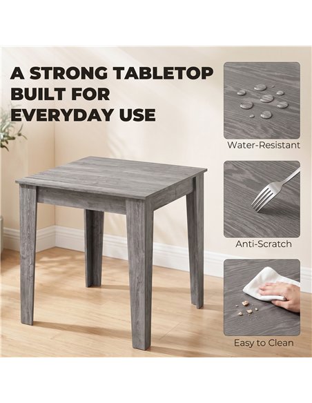 HOMCOM Dining Table for 4, 80L x 80W x 75Hcm, Modern Square Kitchen Table with Wood Effect Tabletop, Grey Wood Effect - pic 207841 | FastDaddyshop