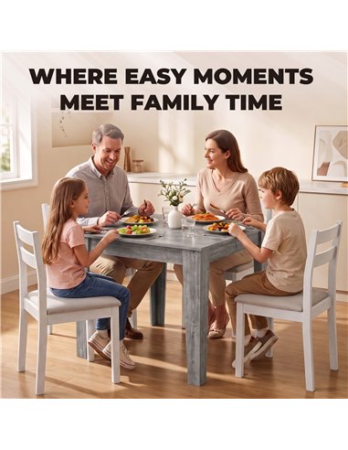 HOMCOM Dining Table for 4, 80L x 80W x 75Hcm, Modern Square Kitchen Table with Wood Effect Tabletop, Grey Wood Effect