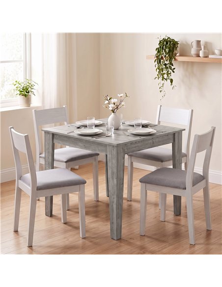 HOMCOM Dining Table for 4, 80L x 80W x 75Hcm, Modern Square Kitchen Table with Wood Effect Tabletop, Grey Wood Effect - pic 207844 | FastDaddyshop