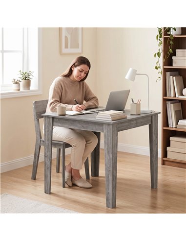 HOMCOM Dining Table for 4, 80L x 80W x 75Hcm, Modern Square Kitchen Table with Wood Effect Tabletop, Grey Wood Effect