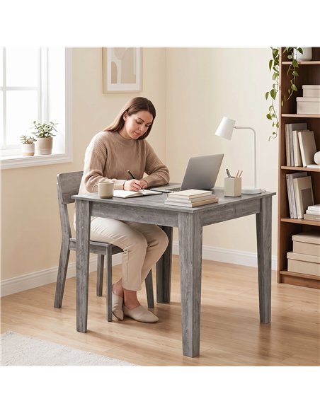 HOMCOM Dining Table for 4, 80L x 80W x 75Hcm, Modern Square Kitchen Table with Wood Effect Tabletop, Grey Wood Effect - pic 207845 | FastDaddyshop