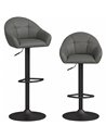 HOMCOM Bar Stools Adjustable Heights Breakfast Bar Stools Backrest Armrests Set of 2 with Rubber Ring Metal Base, Grey