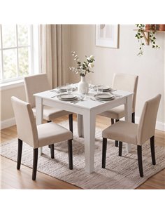 HOMCOM Dining Table for 4, 80L x 80W x 75Hcm, Modern Square Kitchen Table, White 2