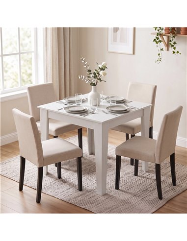 HOMCOM Dining Table for 4, 80L x 80W x 75Hcm, Modern Square Kitchen Table, White